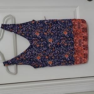 SO tank top M Blue, purple and orange floral boho print